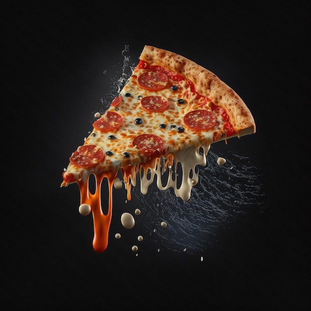 Fatia de pizza saborosa pingando estética Generative AI