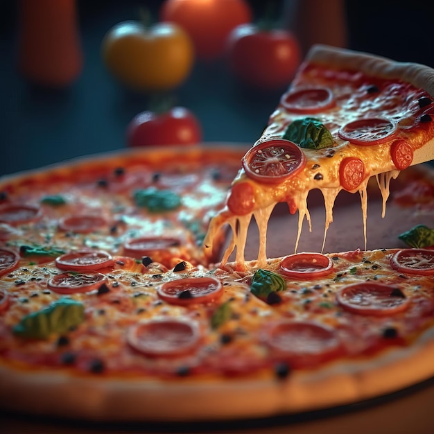 Fatia de pizza saborosa pingando estética Generative AI