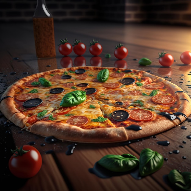 Fatia de pizza saborosa pingando estética Generative AI