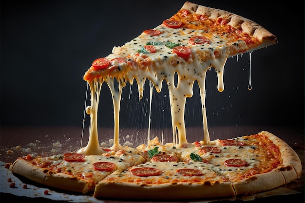 Fatia de pizza saborosa pingando estética Generative AI