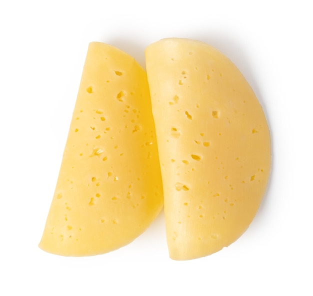 Fatia de queijo em um fundo branco