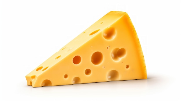 Fatia de queijo isolada em fundo branco