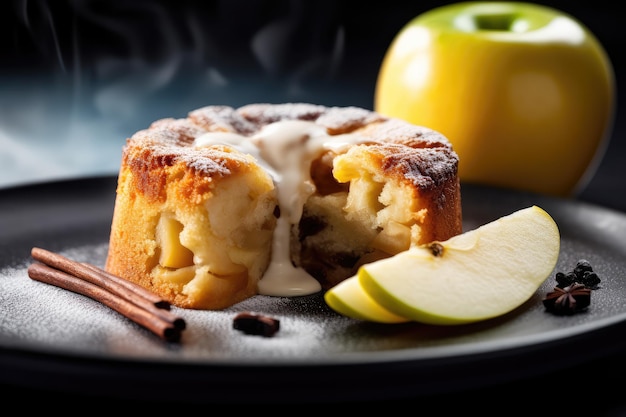 Fatia de torta de maçã Fruta Canela Sobremesa Bolo de maçã Abstrato Ilustração de IA generativa