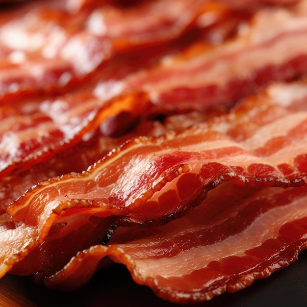 Fatias crocantes e suculentas de bacon de perto IA generativa