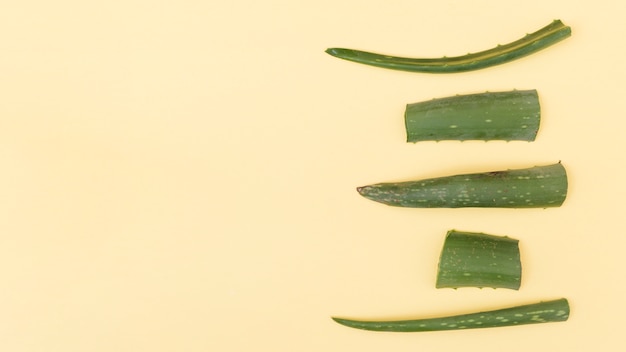 Fatias de aloe vera em fundo bege