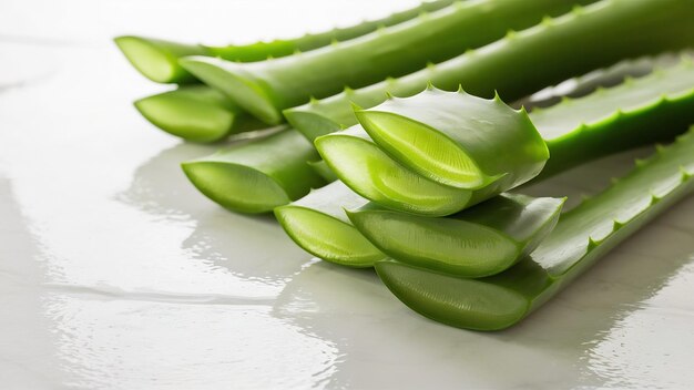 Fatias de aloe vera para cuidados com a pele