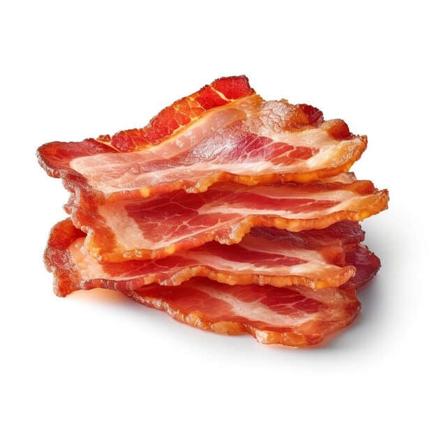 Foto fatias de bacon isoladas sobre fundo branco