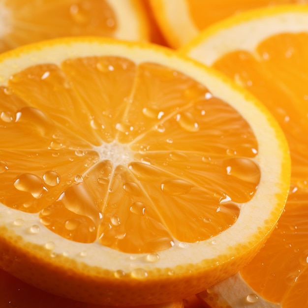 Fatias de laranja com gotas de água Generative AI