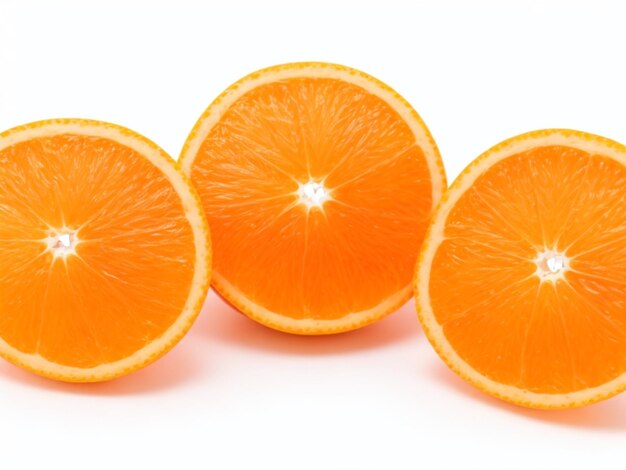 Fatias de laranja frescas com fundo branco