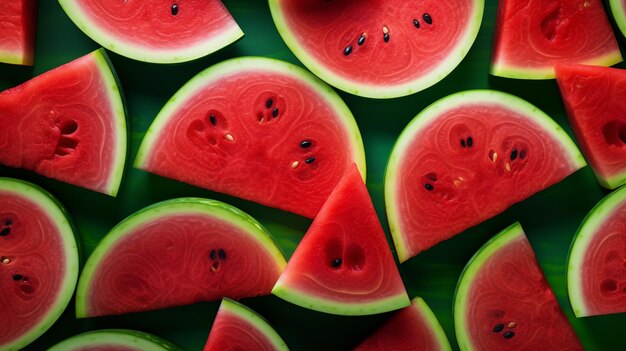 Foto fatias de melancia fresca como fundo vista de cima
