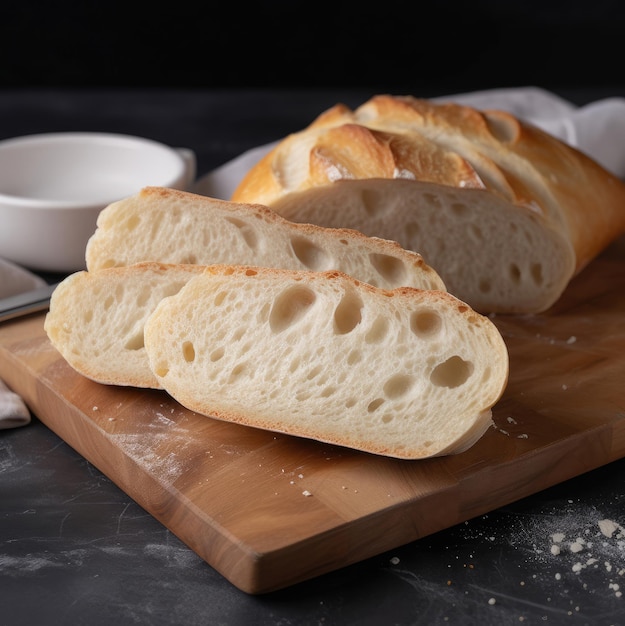 Fatias de pão Ciabatta