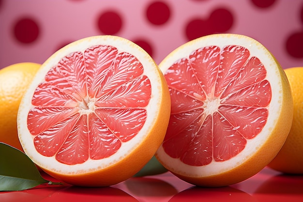 fatias de toranja e limões são colocadas em rosa