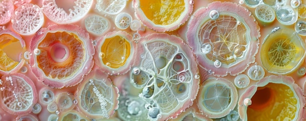 Foto fatias e bolhas de citrinos vibrantes abstract background