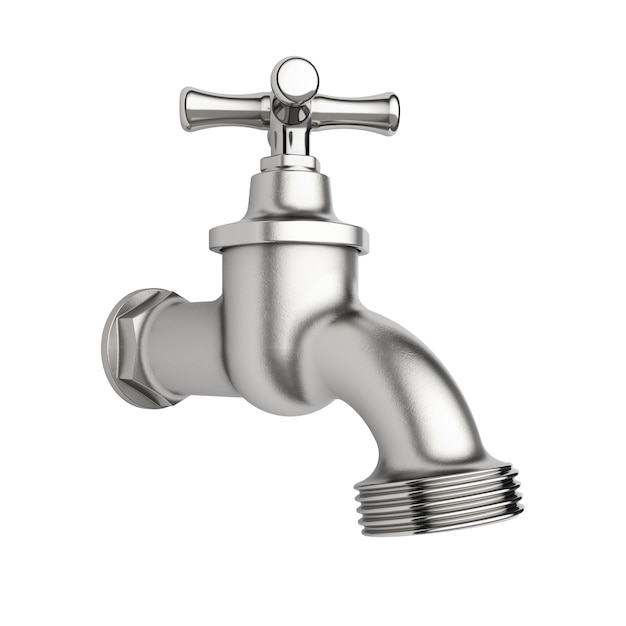 Faucet aislado en fondo blanco renderizado en 3D