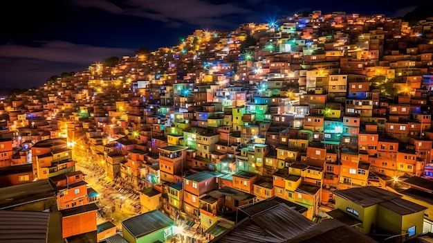 Favelas en Río de noche Ai Generative