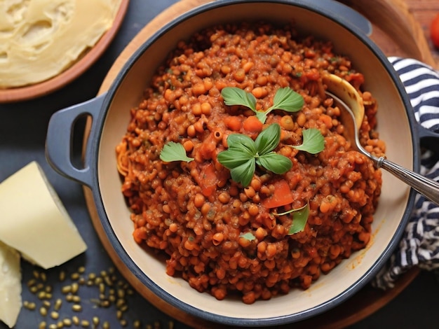 Foto las favoritas de la familia cenar con lentejas bolognese