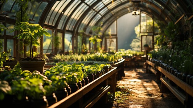 Fazenda agrícola em uma estufa