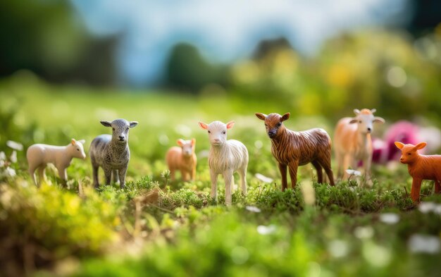 Fazenda de brinquedos em miniatura de pastagem