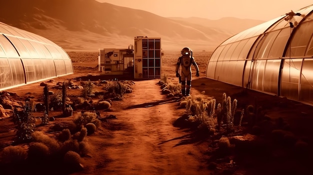Fazenda de cannabis em Marte erva daninha orgânica Generative AI