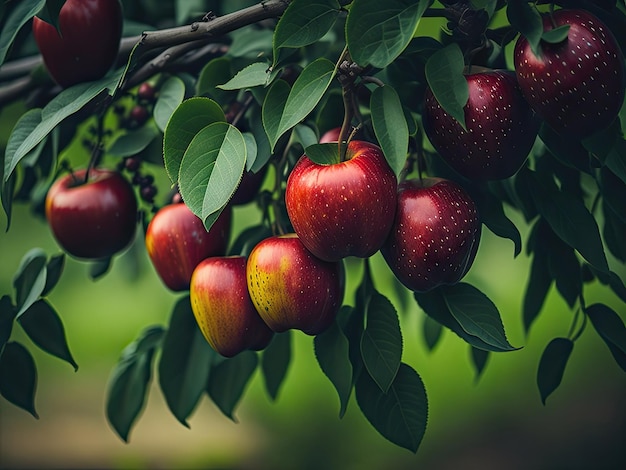 Fazenda de frutas com macieiras ai generative