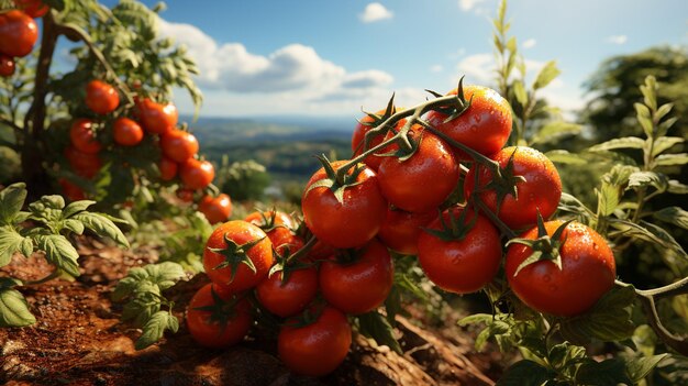 Fazenda de tomates frescos