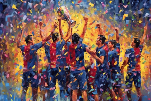 FC Barcelona gewinnt den Fußball-Champions League Cup Abstract Hintergrund illiustration