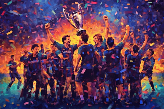 FC Barcelona gewinnt den Fußball-Champions League Cup Abstract Hintergrund illiustration