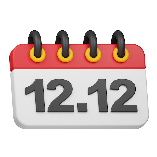 fecha 1212 icono 3D aislado en el fondo blanco