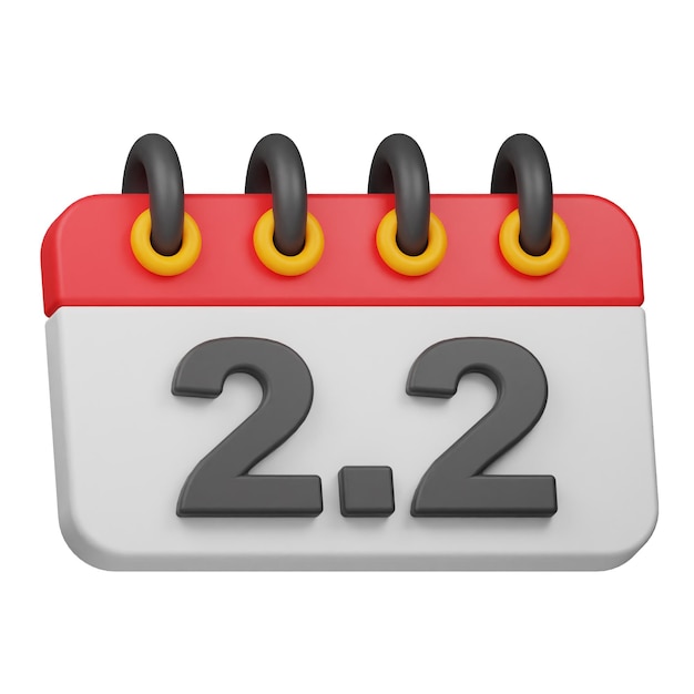 fecha 22 icono 3D aislado en el fondo blanco