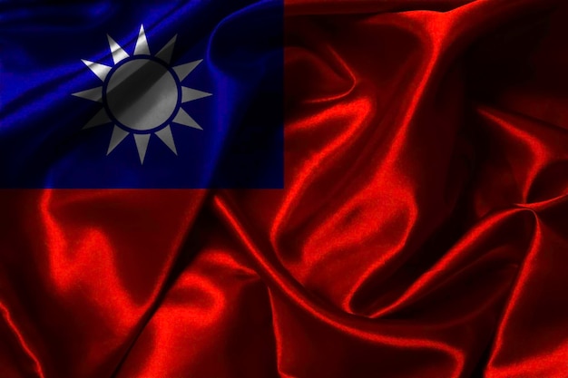 Fechamento da bandeira de seda de Taiwan para o conceito do Dia da Independência