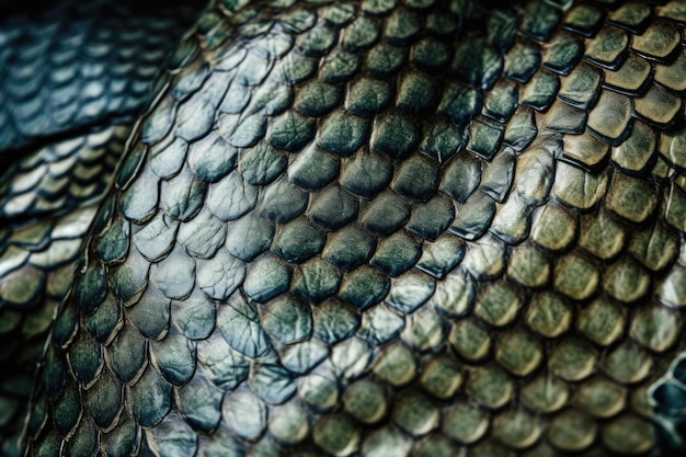 Fechamento detalhado de um padrão de textura de pele de cobra Generative AI