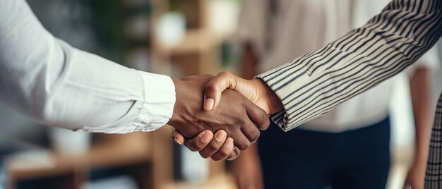Fechando um acordo de negócios Dois profissionais cimentam o negócio com um aperto de mão firme