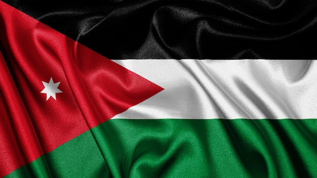 Fechar a bandeira de textura realista da Jordânia