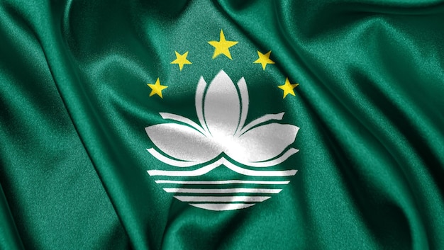 Fechar a bandeira de textura realista de Macau