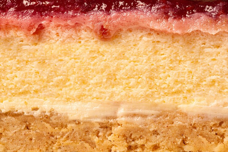 Foto fechar a textura do cheesecake