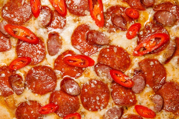 Fechar a vista superior da pizza