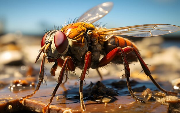 Fechar foto macro Mosca doméstica Musca Domestica Fly