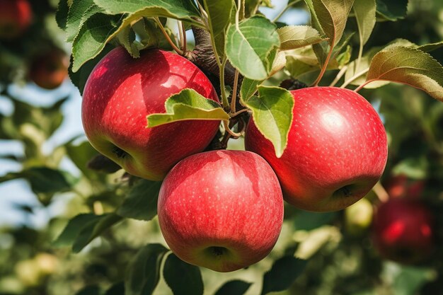 Fechar fruta maçã na árvore