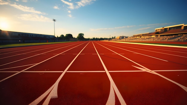 fechar o estádio de atletismo com vista para a pista de corrida