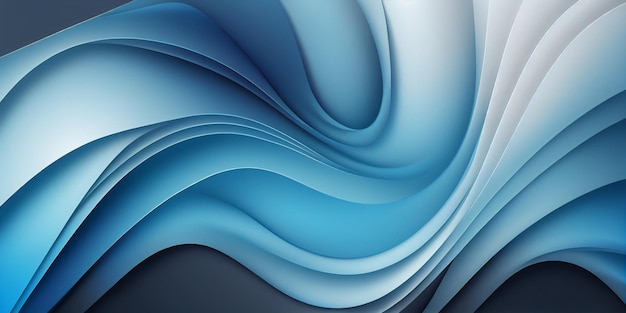 Fechar o fundo abstrato azul e branco com ai generativo de design ondulado