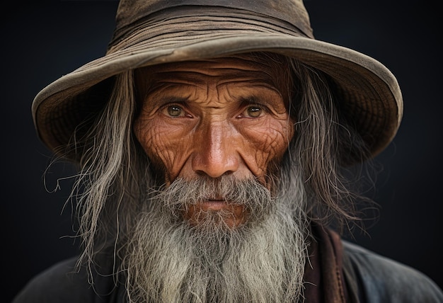 Fechar o retrato de um homem idoso de aparência asiática