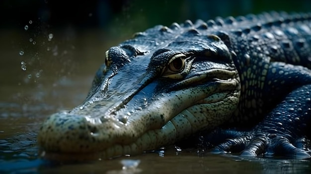 Fechar o rosto do crocodilo na água