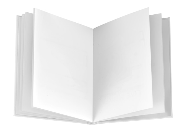 Fechar um livro branco em branco sobre fundo branco