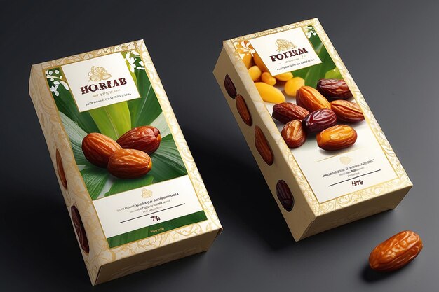 Fechas Diseño del embalaje Fechas Diseños de las etiquetas Fechas del diseño de las cajas Fechas del envase de frutas secas Premium