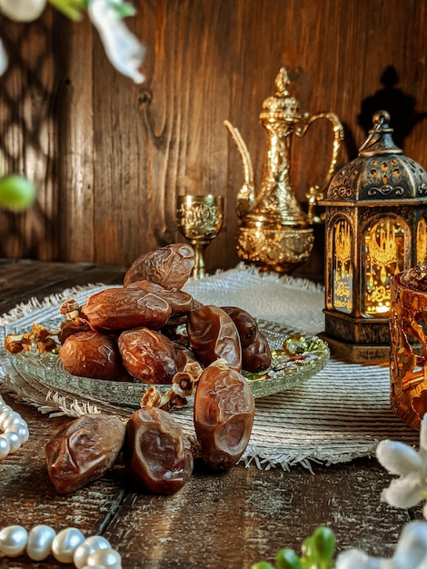 Fechas secas populares durante el mes de ayuno o Ramadán entre los musulmanes en Asia y Arabia