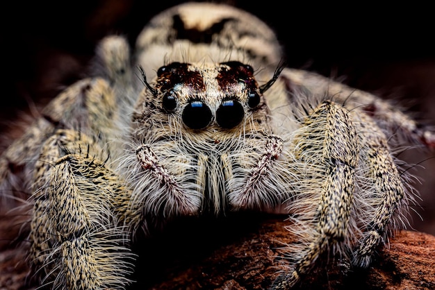 Feche a aranha saltadora Platycryptus undatus. foto macro de inseto e animal