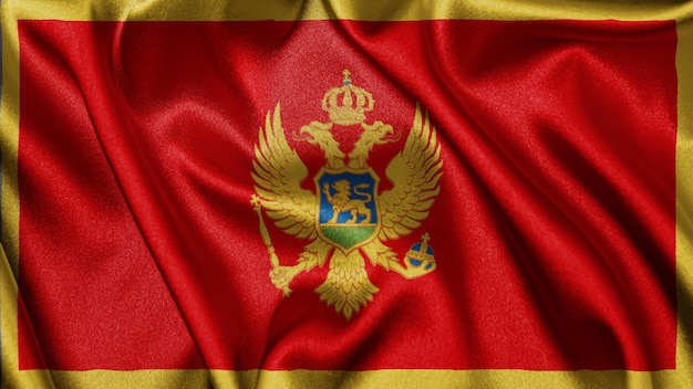 Feche a bandeira de textura realista de Montenegro