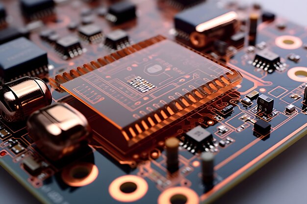 Feche a placa de circuito com componentes