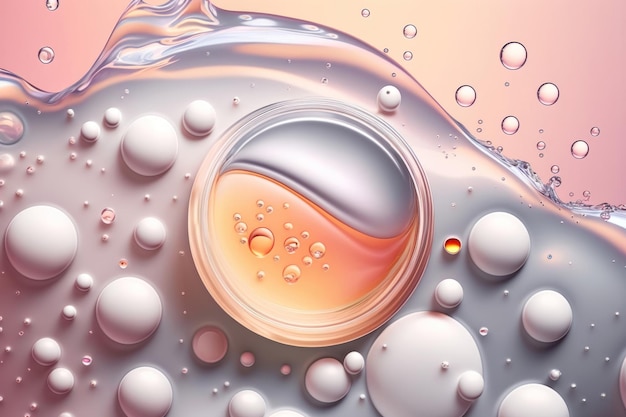 Feche a textura de Gel de produto cosmético líquido claro com bolhas Geração AI