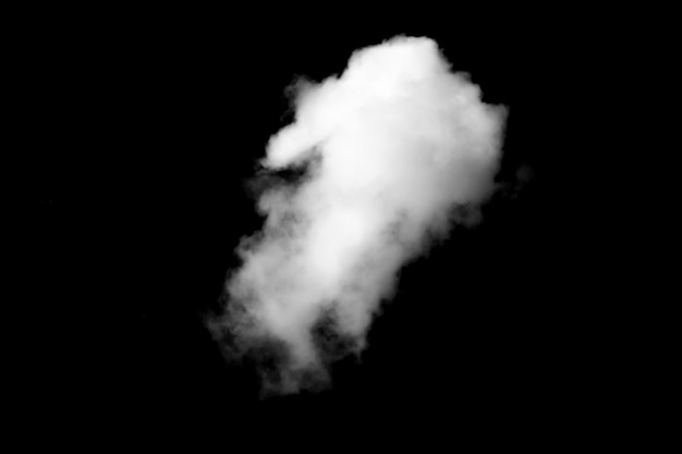 Foto feche acima da nuvem branca no preto